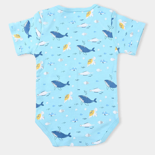 INFANT UNISEX COTTON INTERLOCK BASIC ROMPER SEA LIFE-TROPICAL