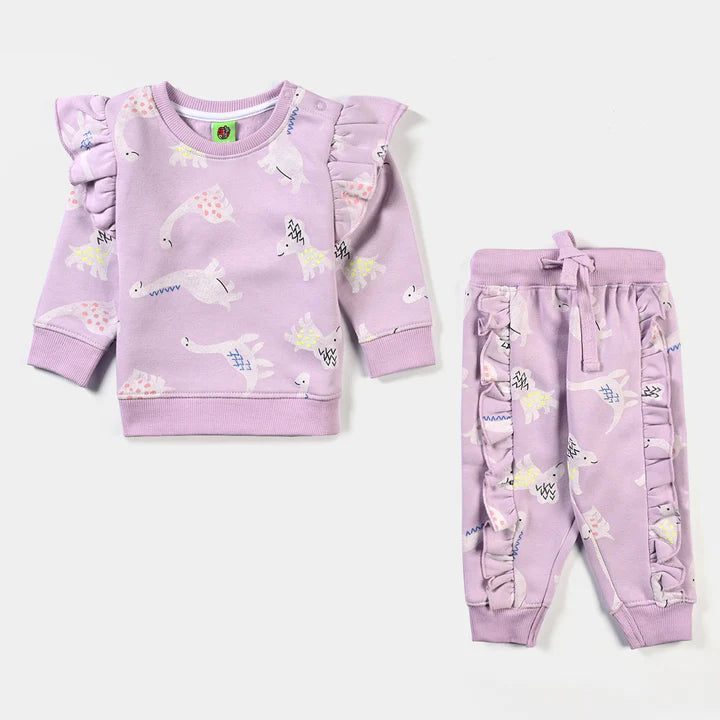 INFANT GIRLS FLEECE KNITTED SUIT DINO-L.PURPLE