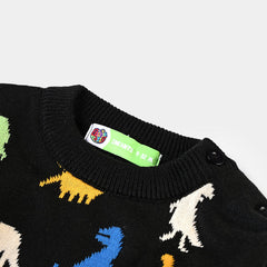 INFANT BOYS ACRYLIC SWEATER DINO FRIENDS-BLACK