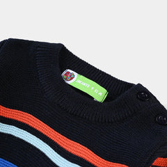 INFANT BOYS ACRYLIC SWEATER ROMAN STRIPES-BLACK