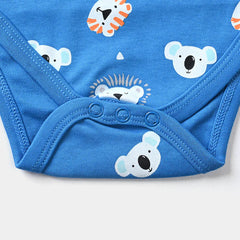 INFANT UNISEX COTTON INTERLOCK ROMPER TIGER & KOALA-BRILL BLUE