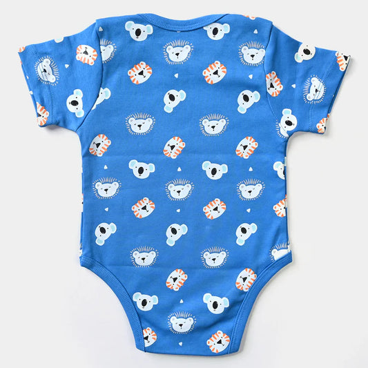 INFANT UNISEX COTTON INTERLOCK ROMPER TIGER & KOALA-BRILL BLUE